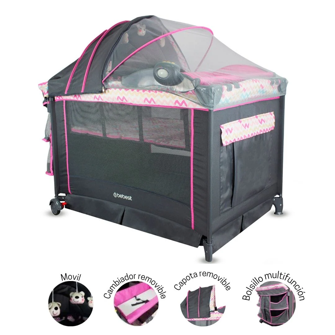 CUNA CORRAL PLAY VERONA 6070 ROSADO BEBESIT -