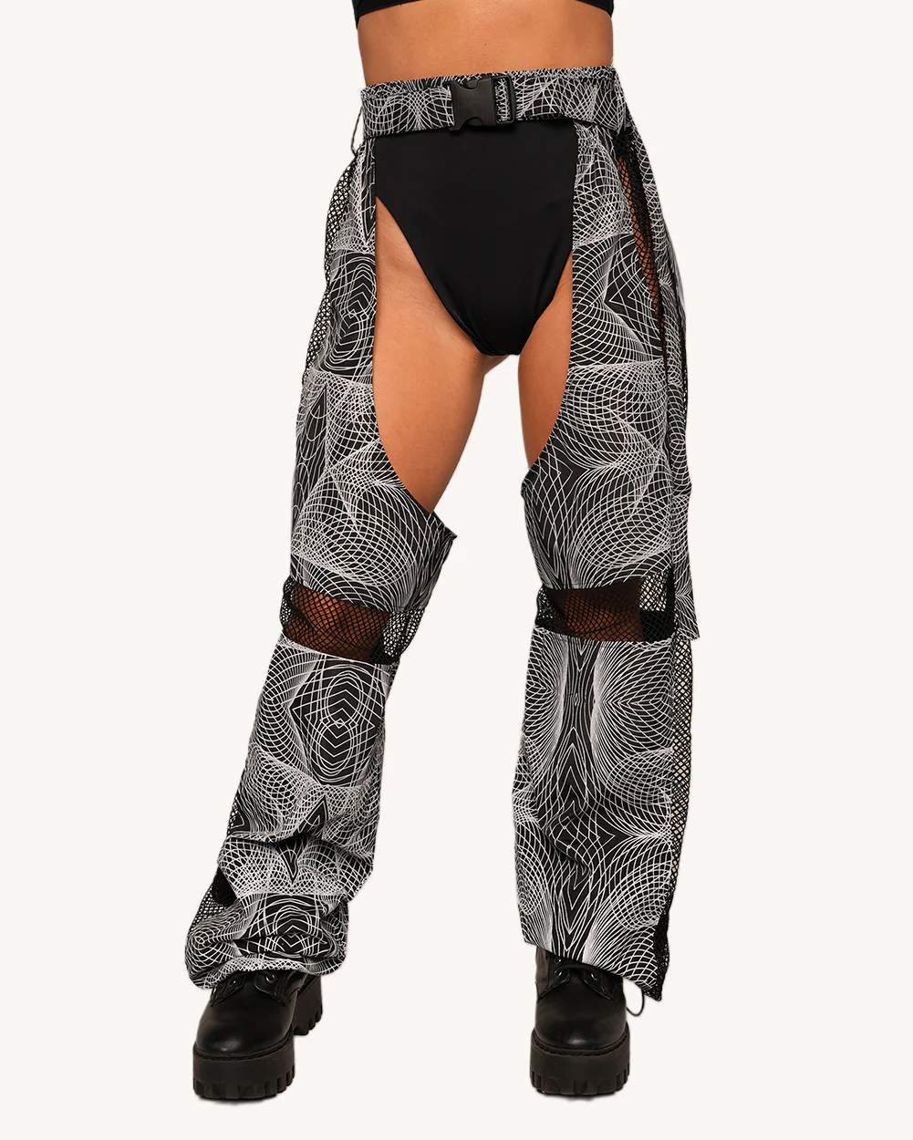 Flashbang Matrix Reflective Fishnet Chaps