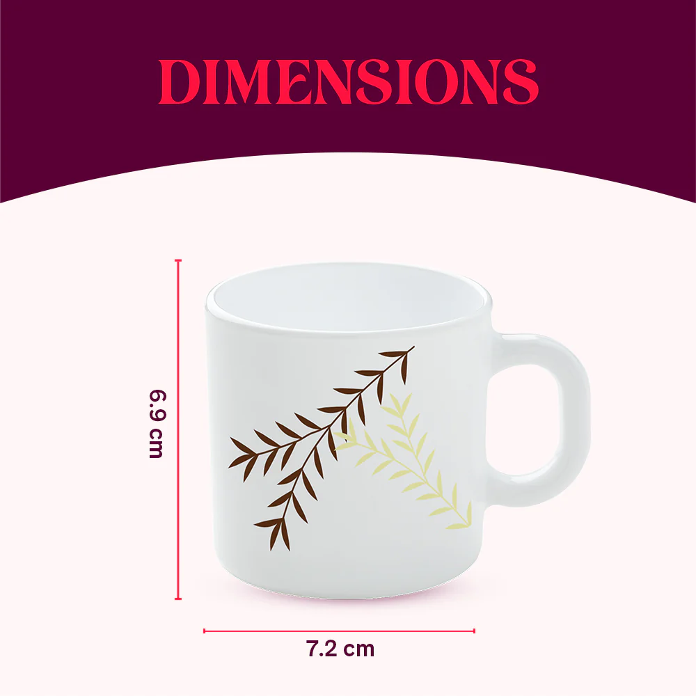 Larah by Borosil Oak Mug Set, 180ml x 6