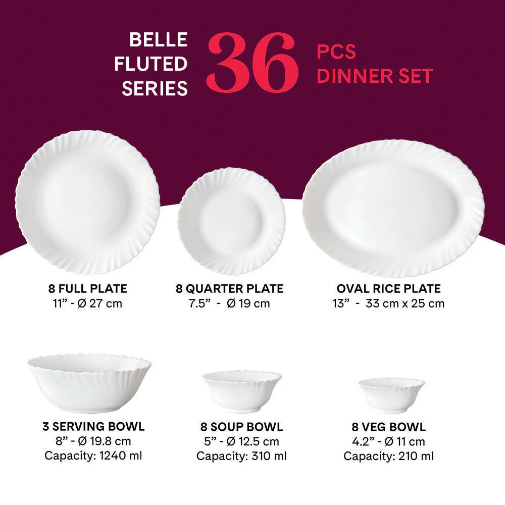 Larah by Borosil Belle Dinner Set, 10 pc