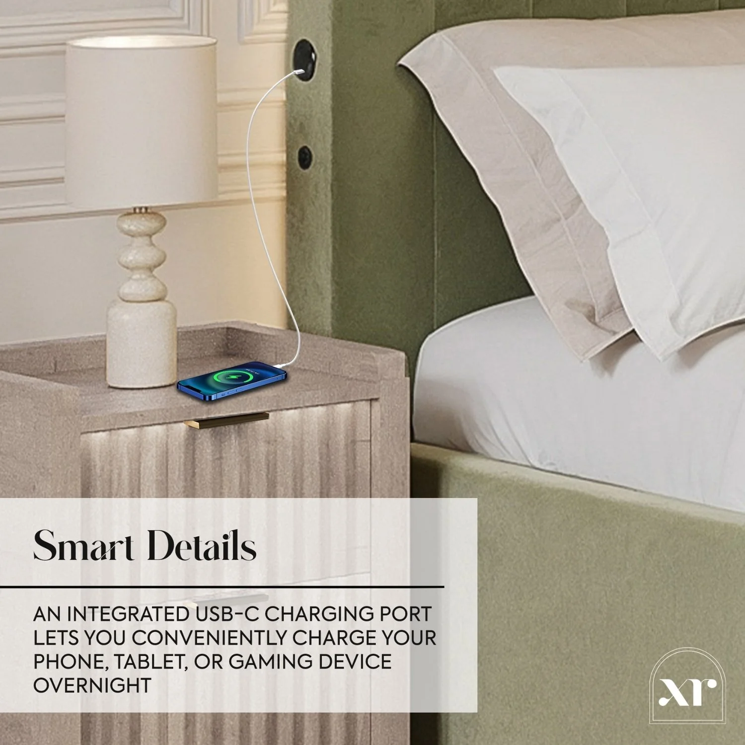 Maisie 5.1 Ottoman Bed with Electric TV Lift, True Surround Sound and App Controlled LED Lights - Olive Green