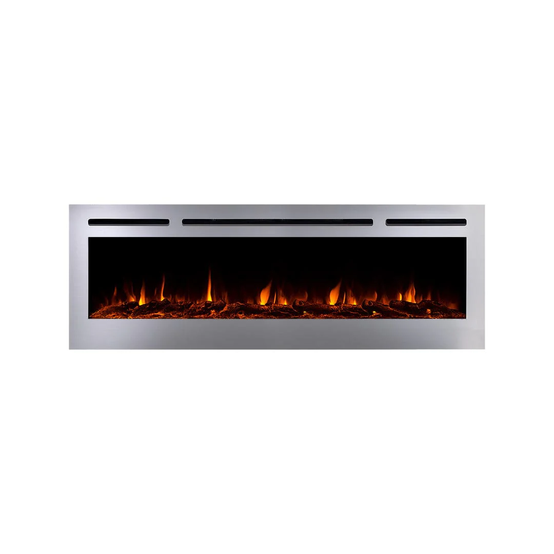 The Sideline Deluxe Stainless Steel 60 Inch Recessed Smart Electric Fireplace 86277