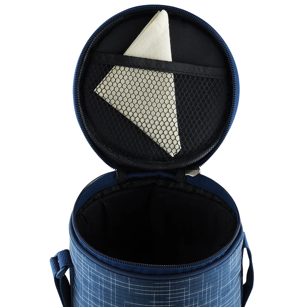 Borosil Indigo Glass Lunch Box, 3 Round, 400ml x 3