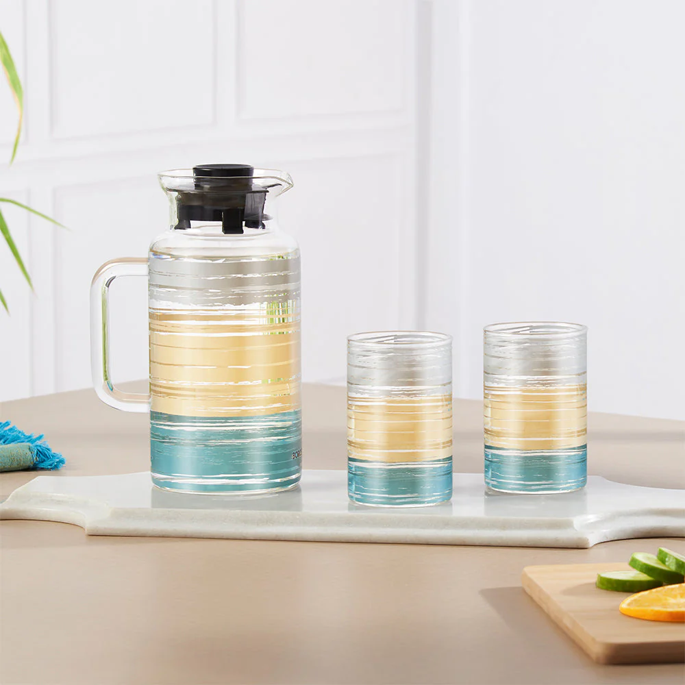 Glance Multipurpose Jug w Glasses, 1L + 295ml x 4