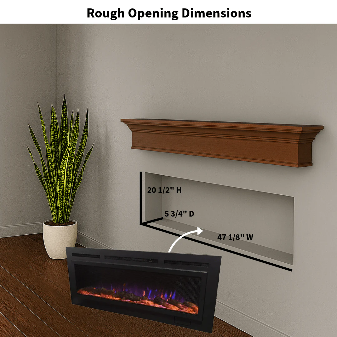 The Sideline Steel 50 Inch Mesh Screen Non Reflective Recessed Electric Fireplace 80013