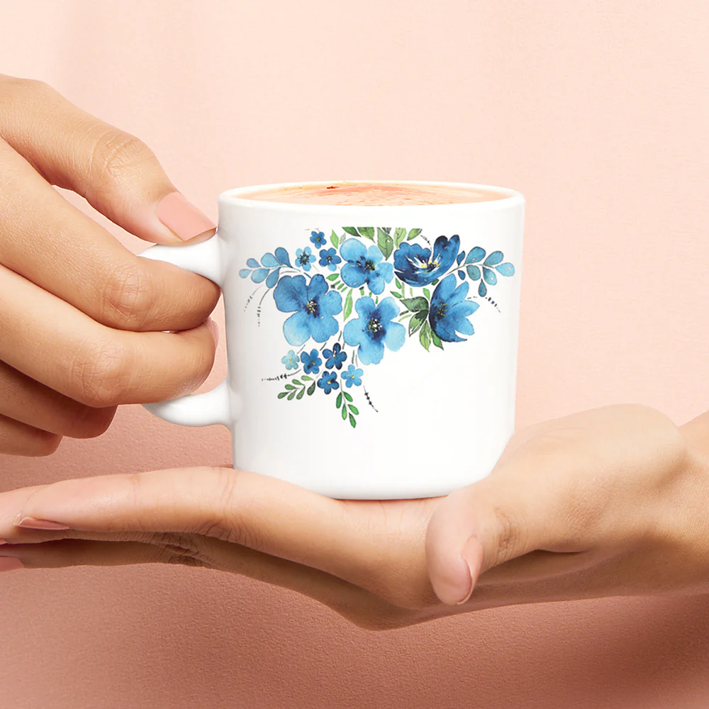 Larah by Borosil Pansy Mug Set, 180ml x 6