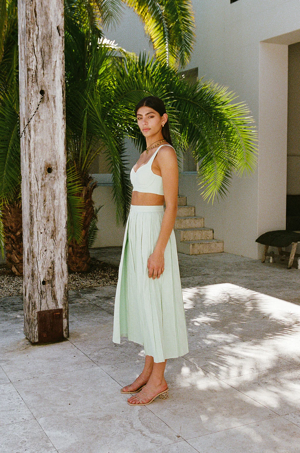 SAMPLE-Dien Wrap Skirt - Green