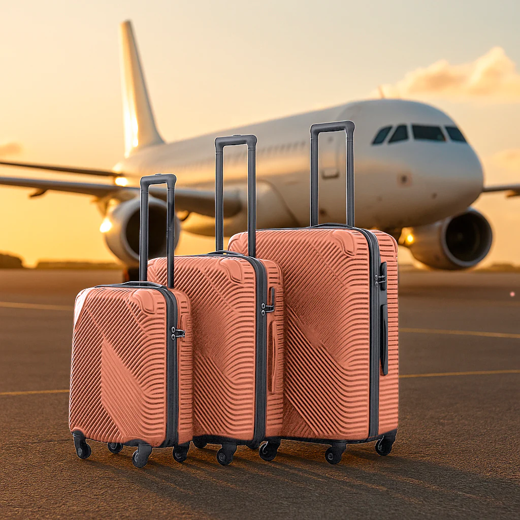 Neo Rose Pink 3 Piece Hard Shell Luggage Suitcase Set