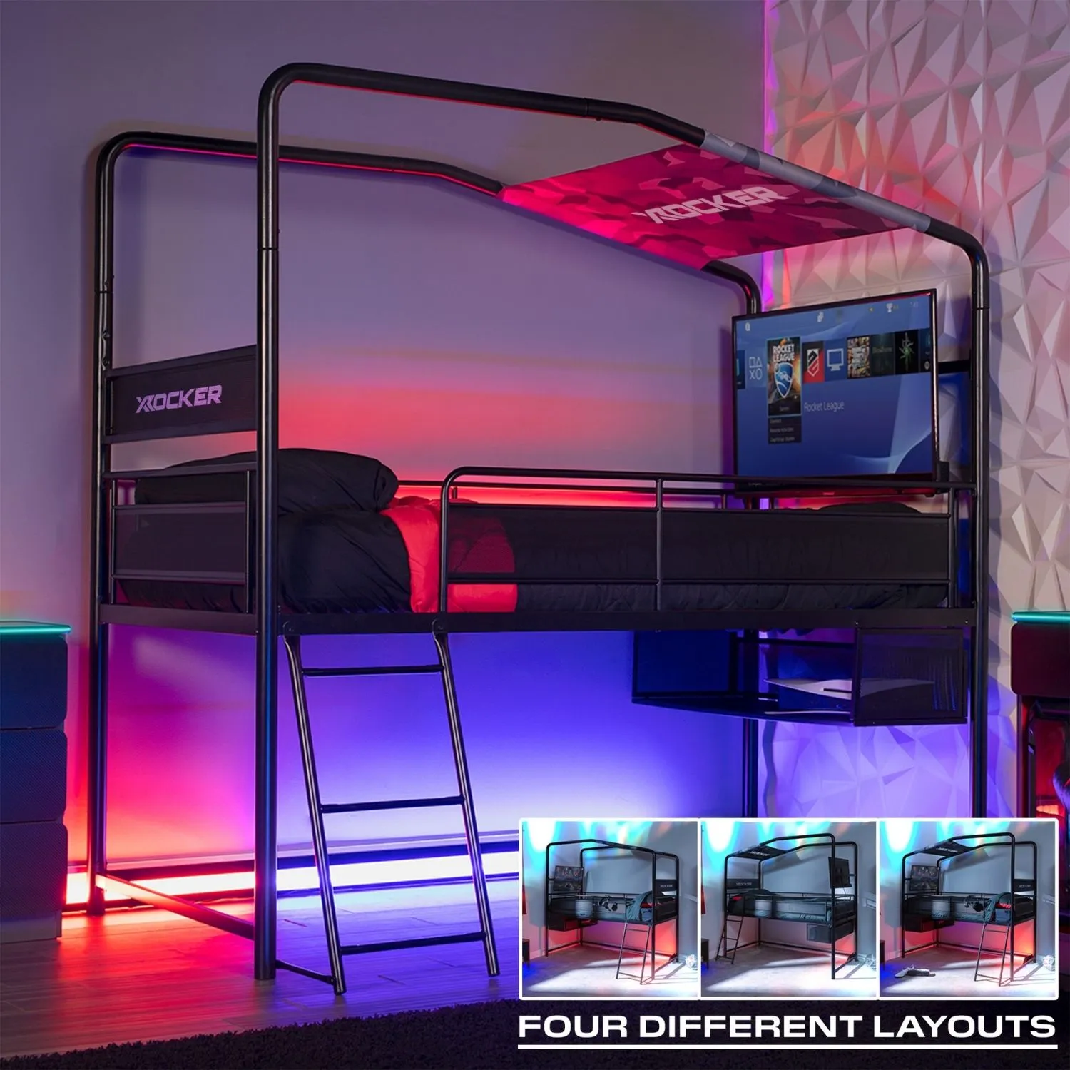 Contra Mid Sleeper Bunk TV Gaming Bed - Black