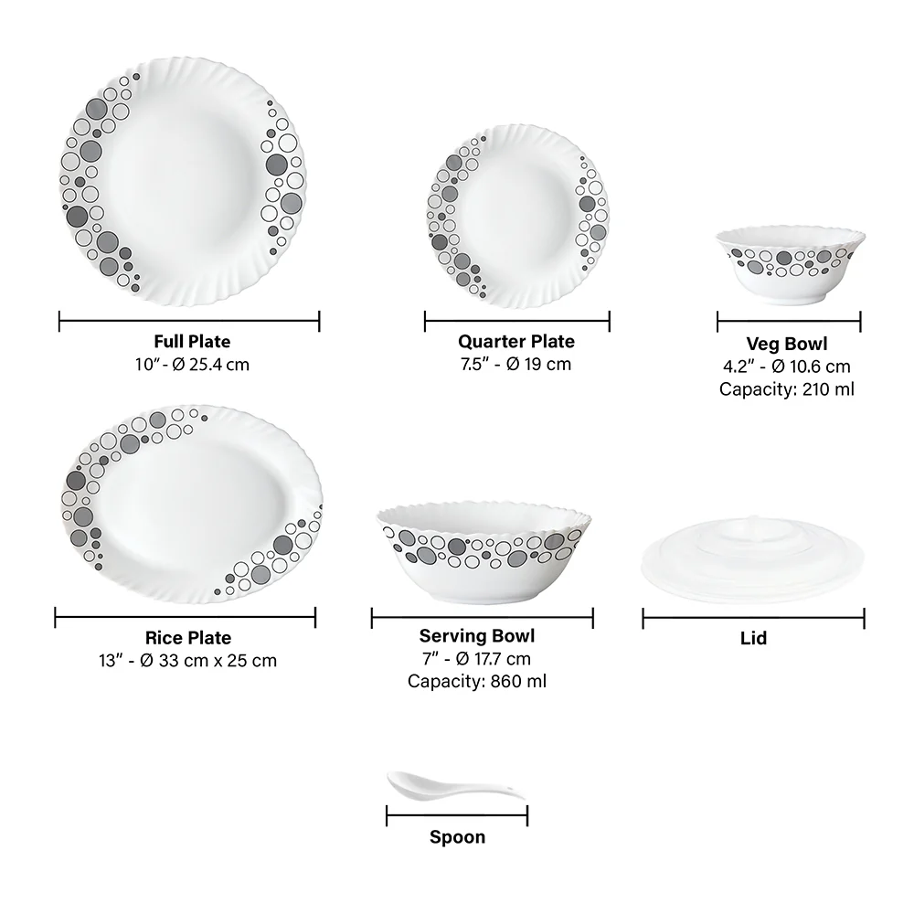 Larah by Borosil Luna 47 pc Dinner Set