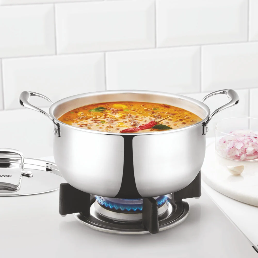 Borosil Cookfresh Triply Casserole (Steel Handle + Lid), 4.6L