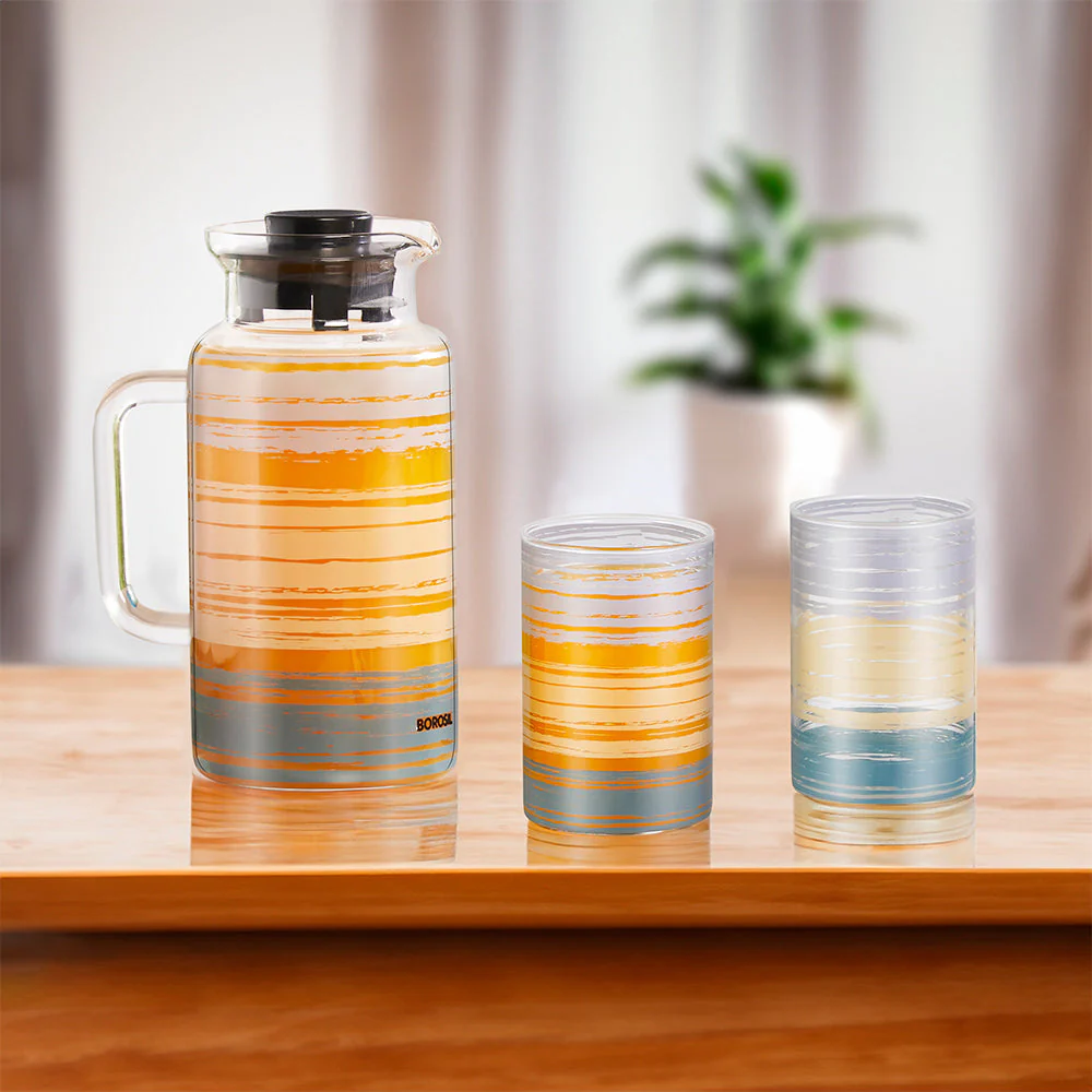 Glance Multipurpose Jug w Glasses, 1L + 295ml x 4