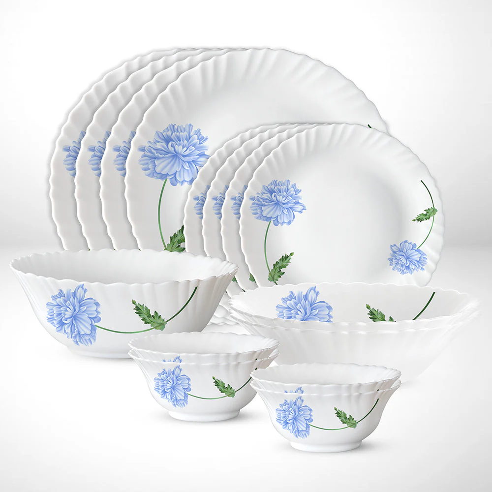 Larah by Borosil Blue Mist Dinner Set, 9 pc