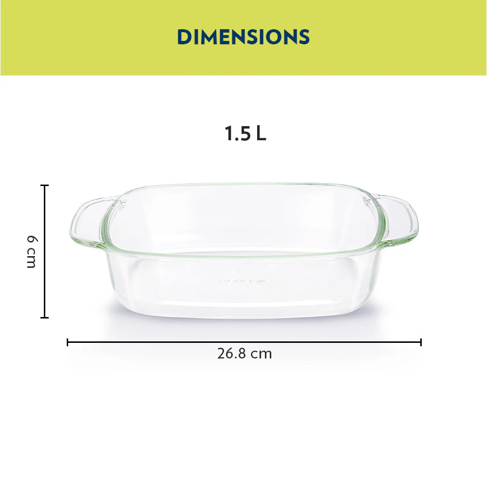 Borosil Deep Rectangular Dish, 1.5L