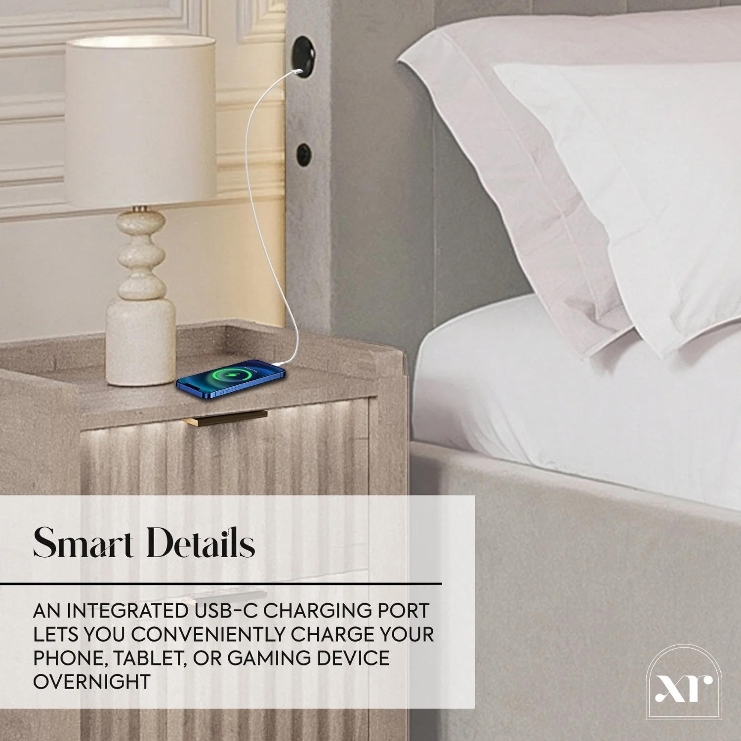 Maisie 5.1 Ottoman Bed with Electric TV Lift, True Surround Sound and App Controlled LED Lights - Grey