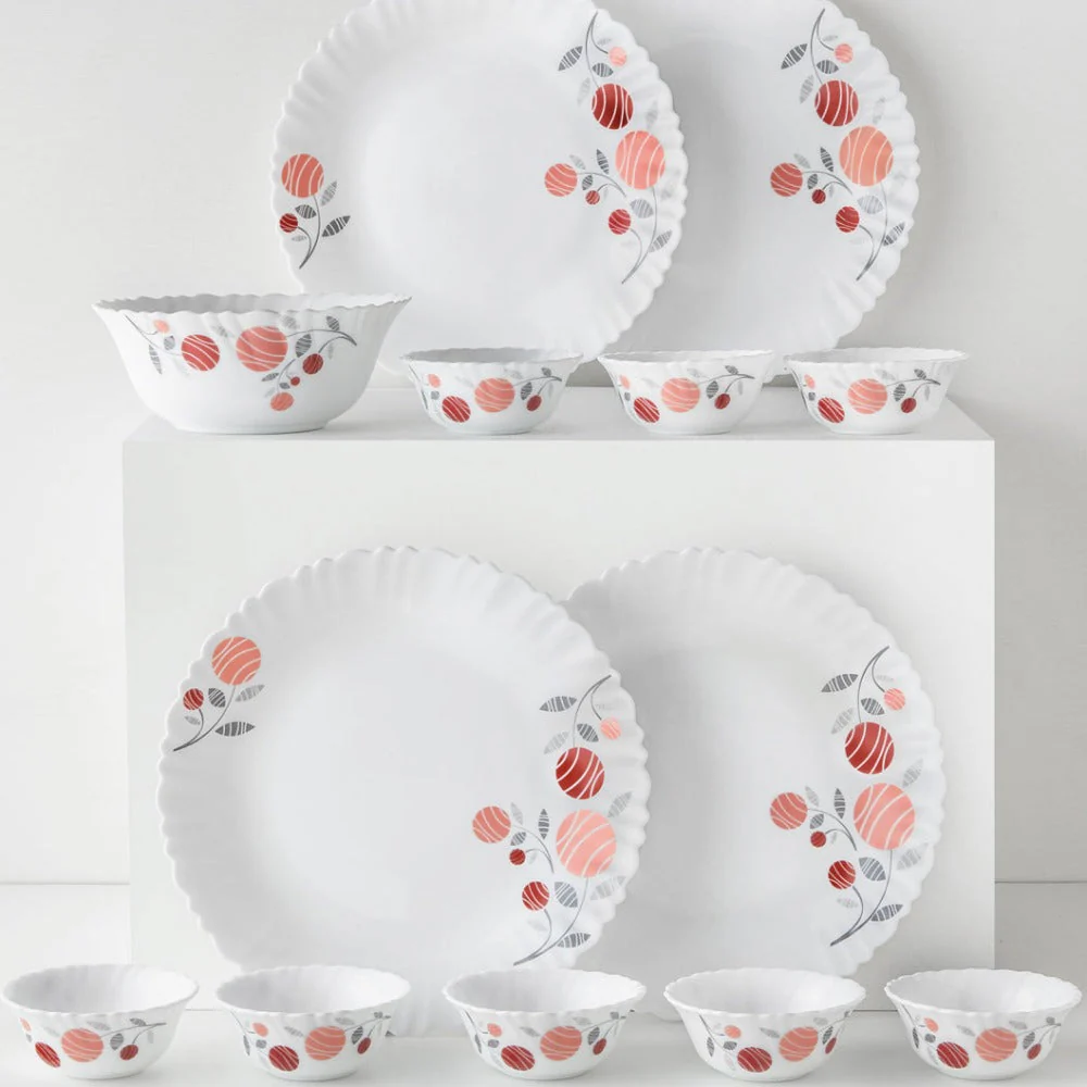 Larah by Borosil, Dahlia Dinner Set, 13 pc