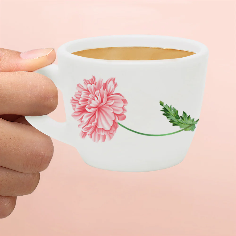 Larah by Borosil, Opalware, Microwave Safe, Red Mist Cup Set of 6, 90ml