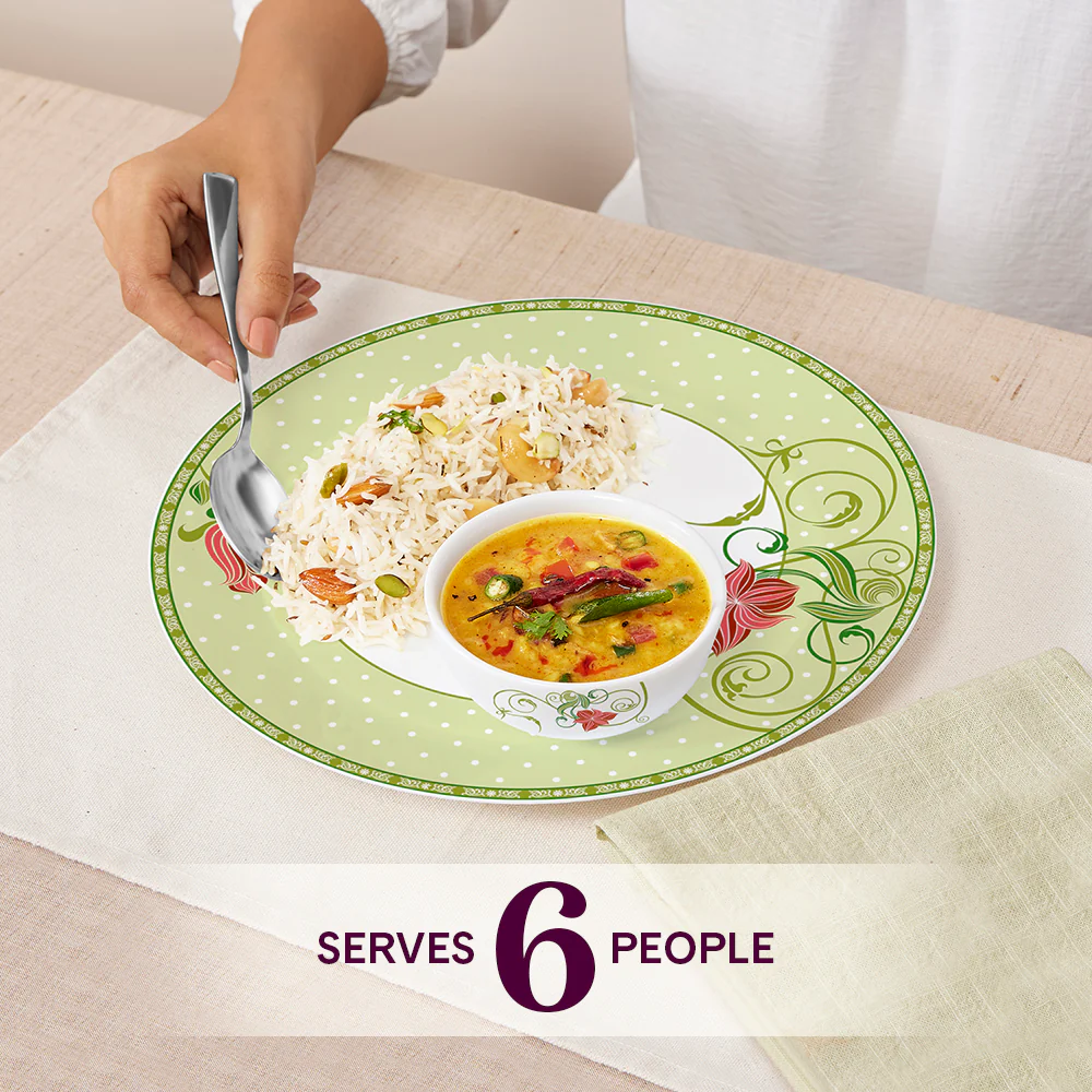 Larah by Borosil Emerald Dinner Set, 19 pc