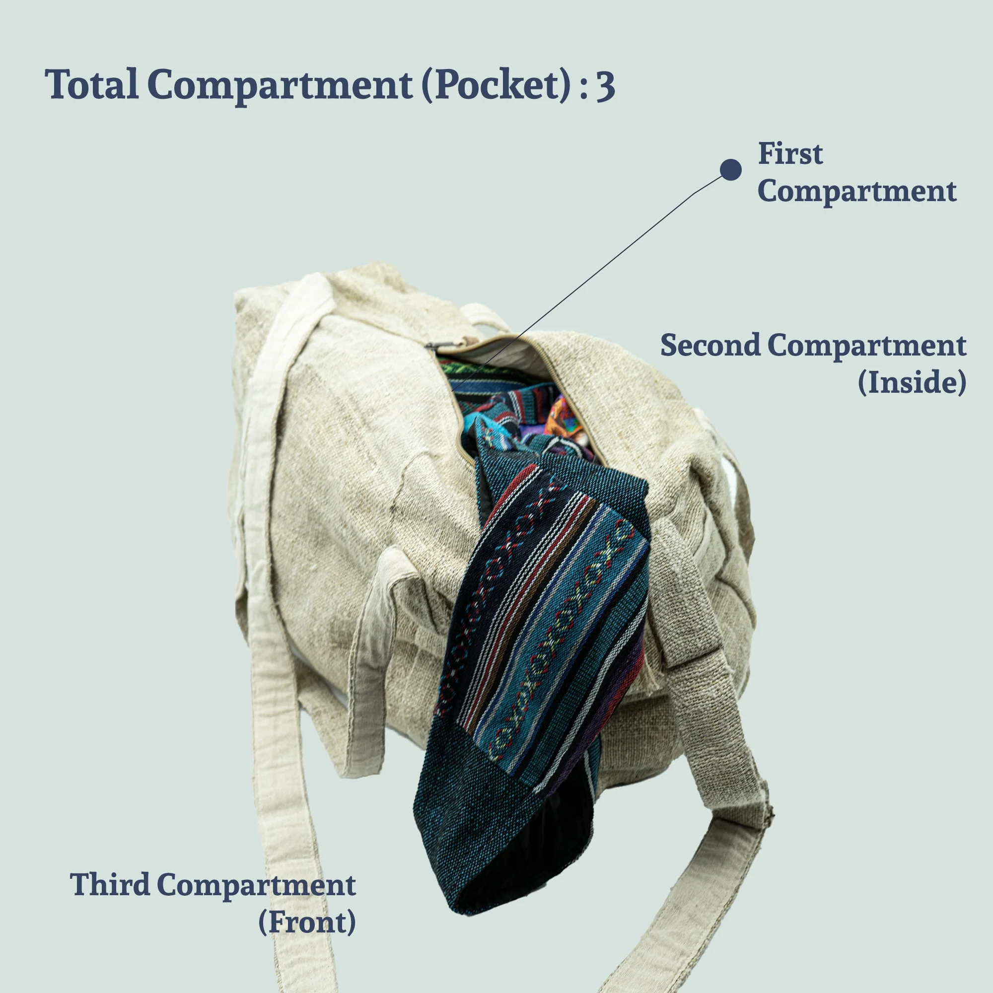 Eco-friendly Hemp Duffle Bags-Handmade Boho Hippie Satchel for Travel and Carrying Gear-Multipocket & Multipurpose Carryall Bag-Gift for Men