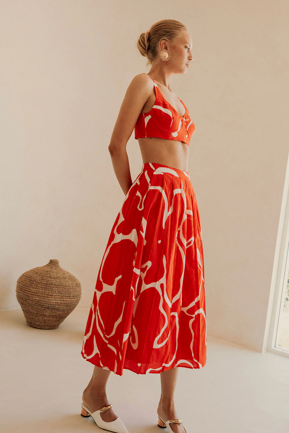 SAMPLE-Dien Wrap Skirt - Evoke Red