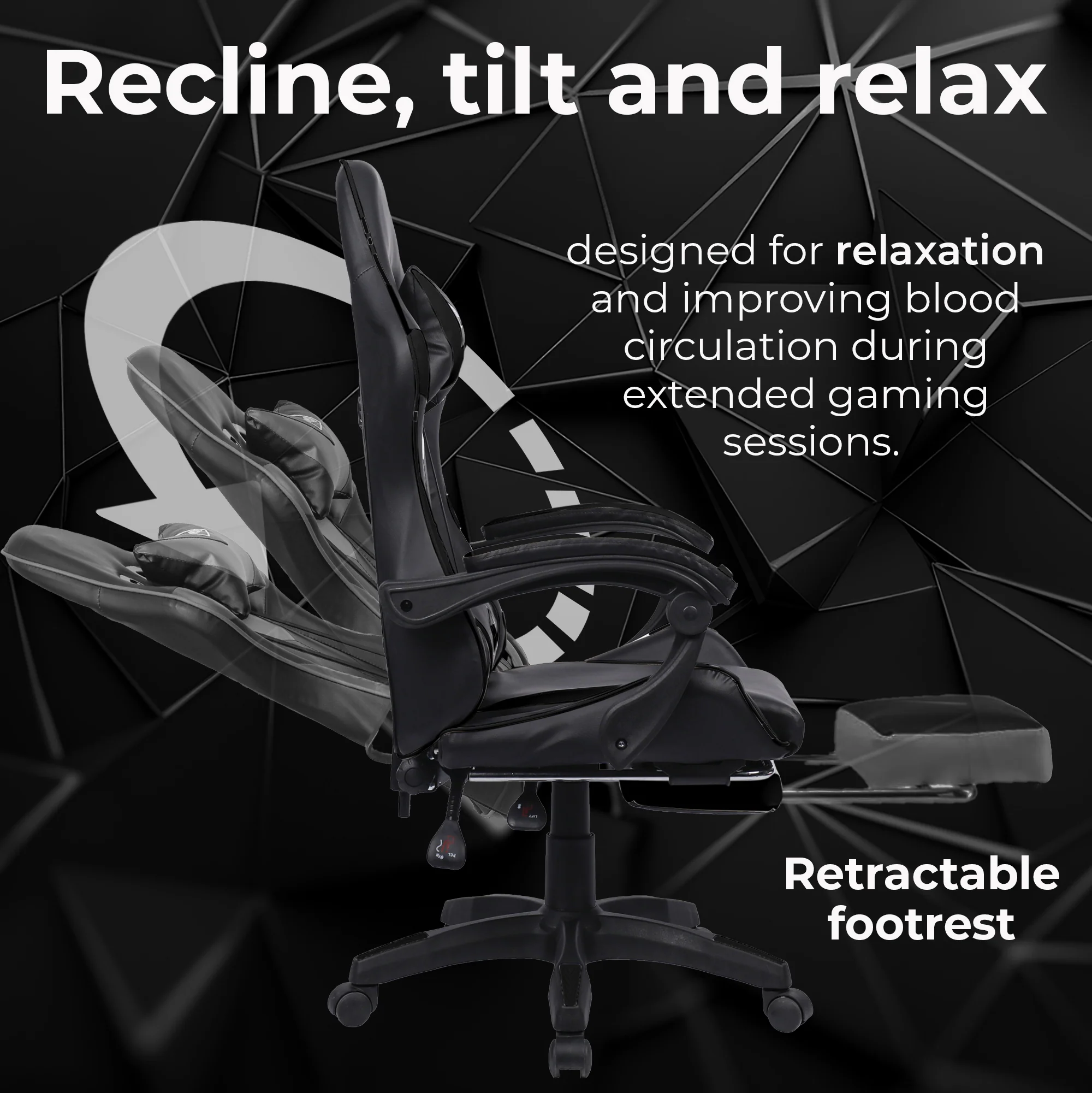 Neo Gaming Chair Black PU Leather with Footrest