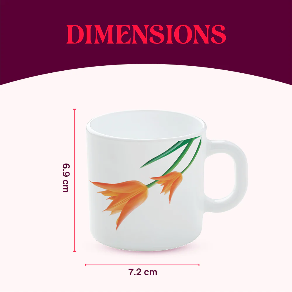 Larah by Borosil Firefly Mug Set, 180ml x 6