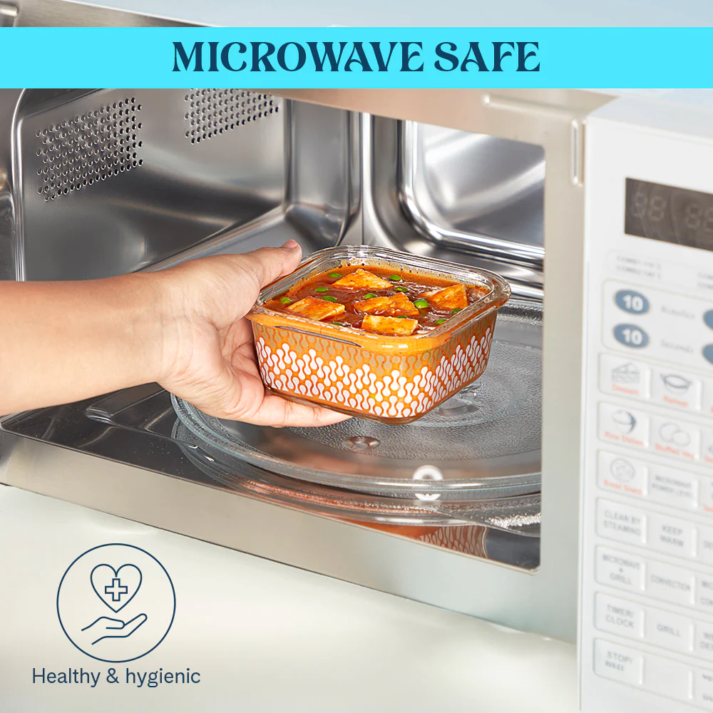 Larah Gracia Glass Lunchbox, Square x 2 (Tall), 320ml x 2