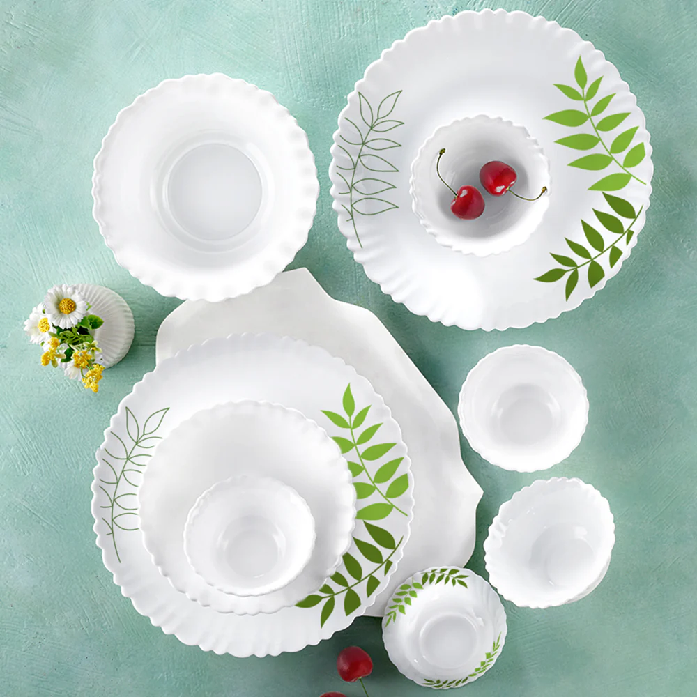 Larah by Borosil, Lush Dinner Set, 34 pc