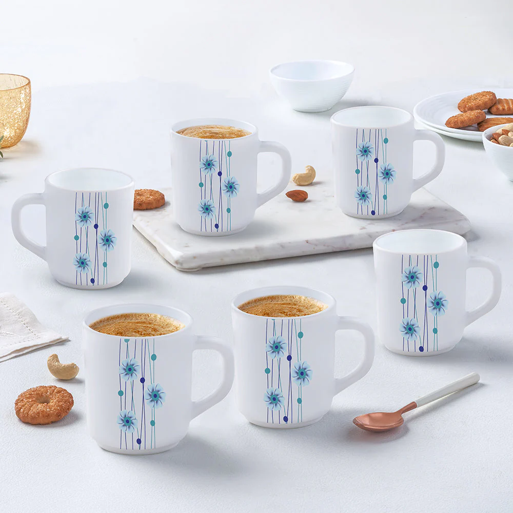 Larah by Borosil Bluebell Mug Set, 240ml x 2