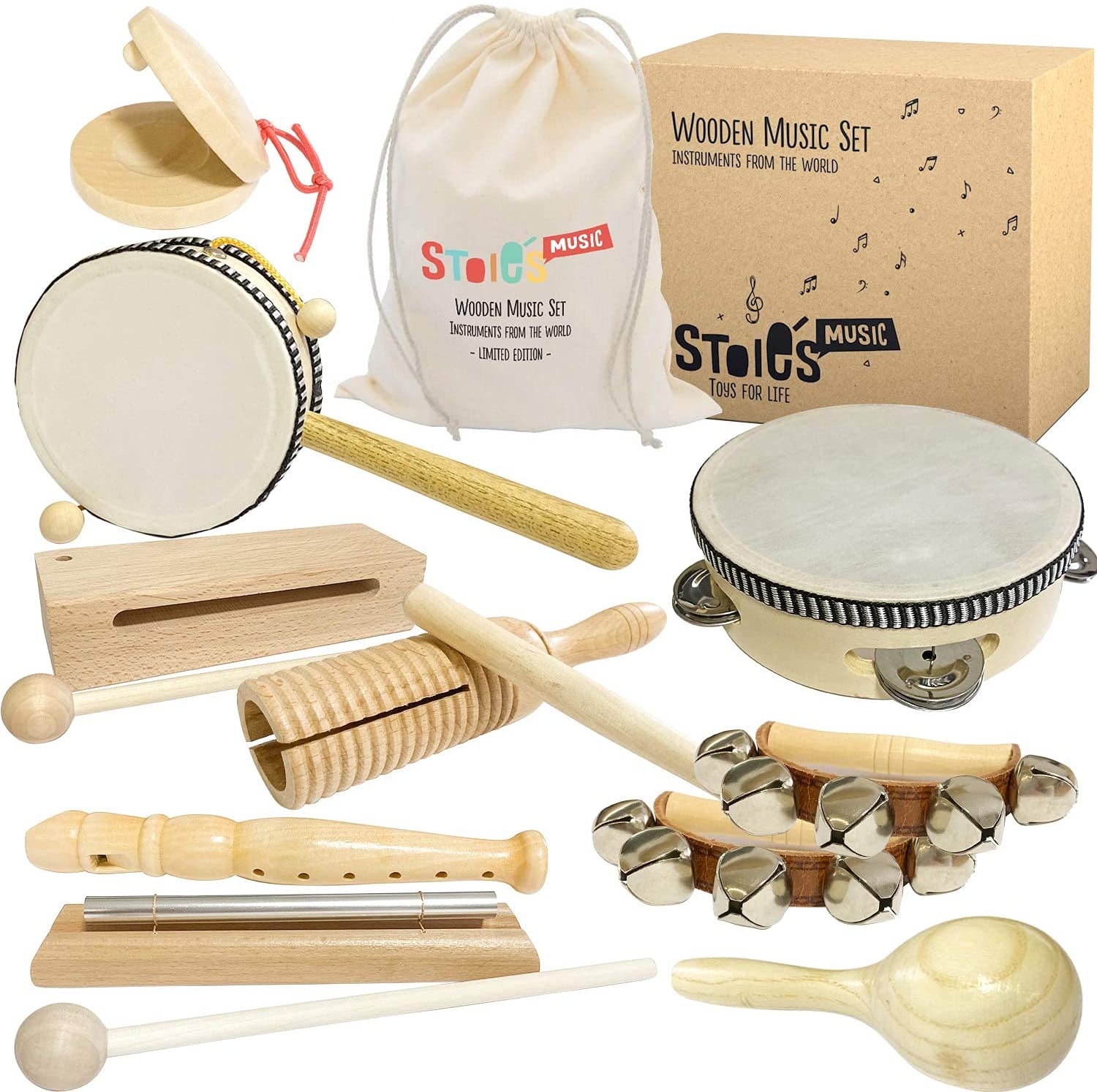 Wooden Music Set for Toddlers and Kids- Eco Friendly Musical Set