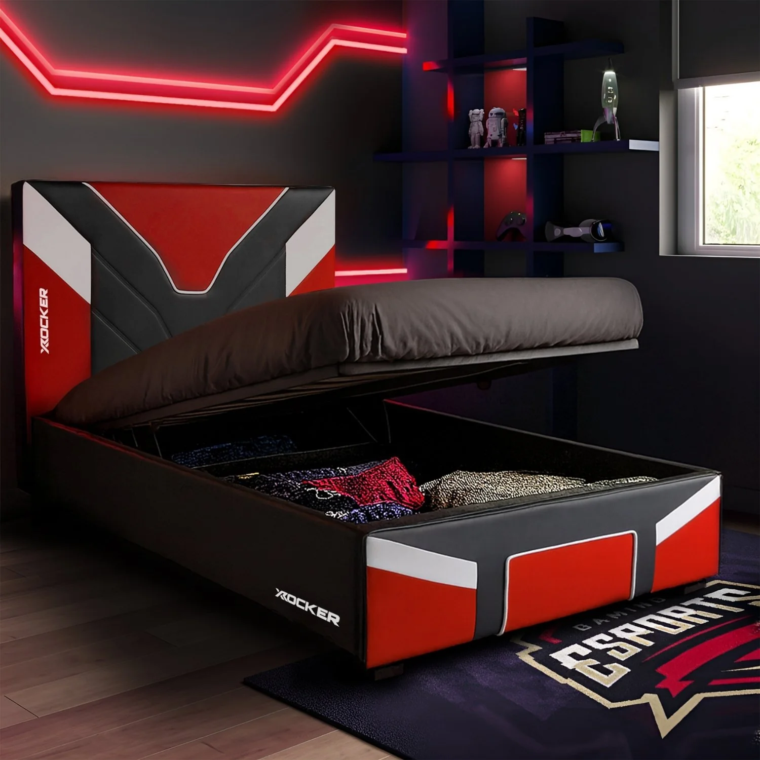 Cerberus MKII Ottoman Gaming Bed - Red (3 Sizes)