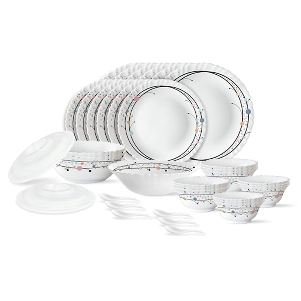 Larah by Borosil, Swirl Dinner Set, 35 pc