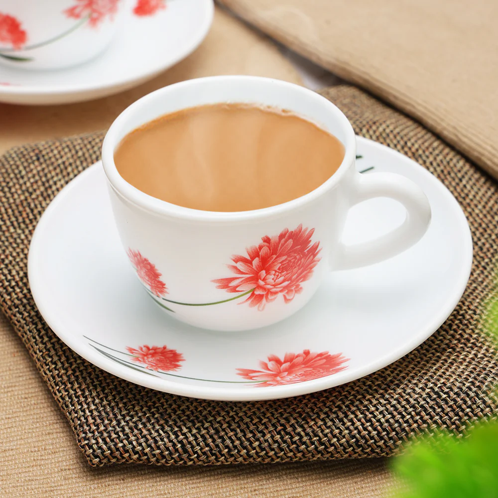 Larah by Borosil Belle Cup n Saucer Set, 140ml x 8