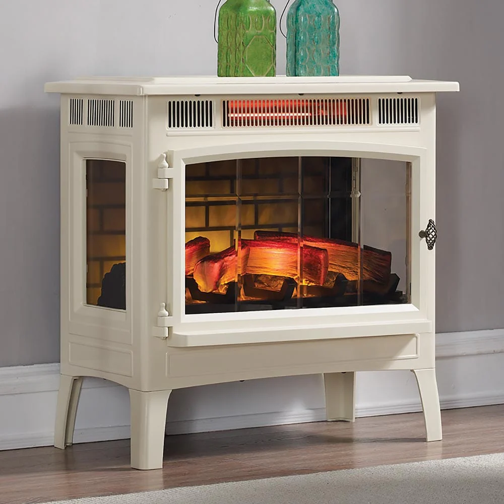 Duraflame 3D Cream Infrared Electric Fireplace Stove with Remote Control