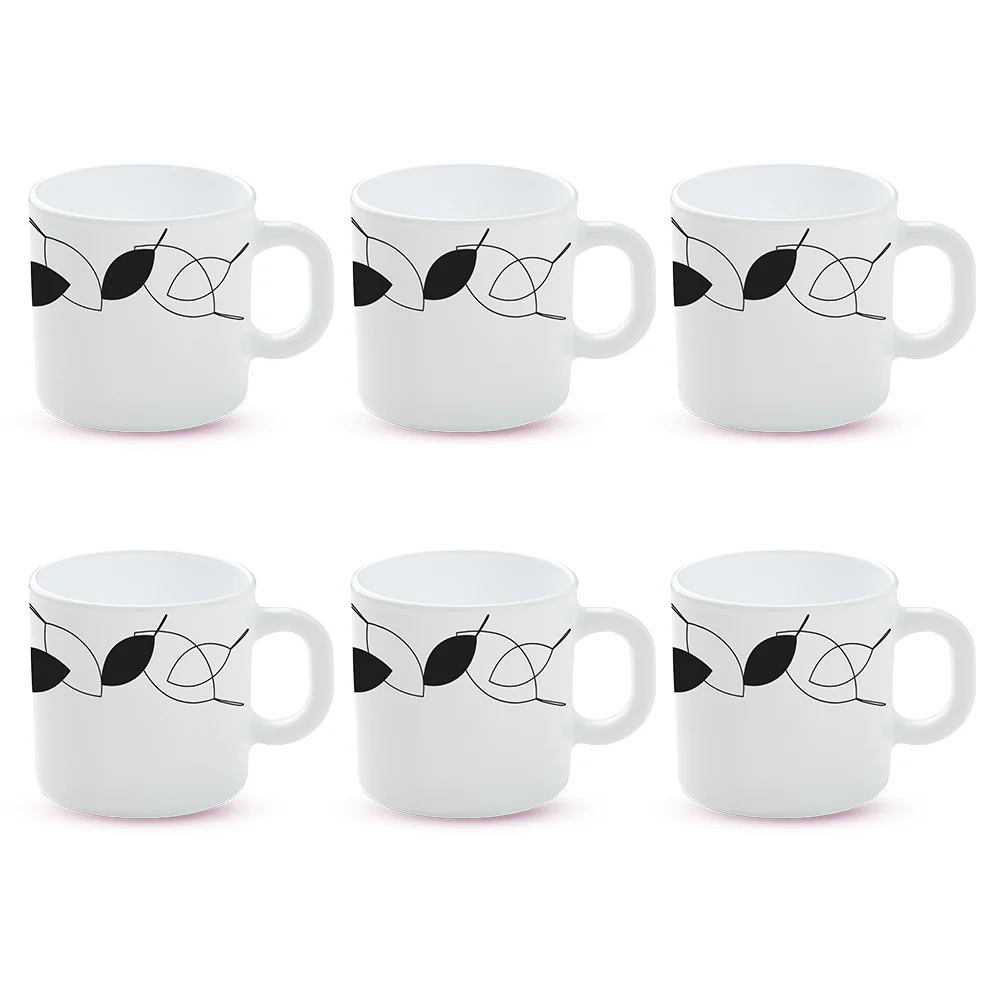 Larah by Borosil Shadow Mug Set, 100ml x 6
