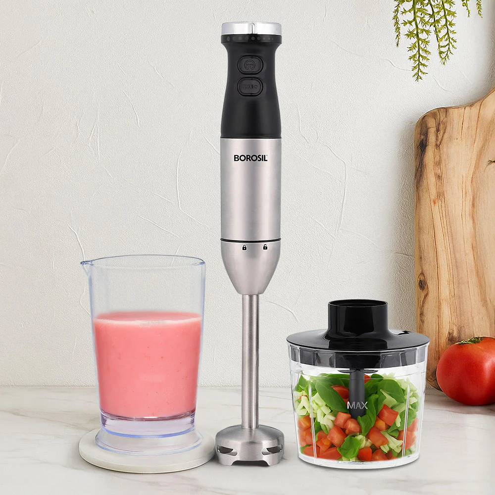 Borosil Smart Blend 800W Hand Blender with Chopper, W06