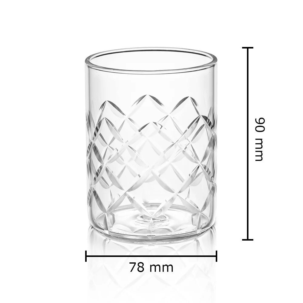 Borosil Crown Whiskey Glass, Set of 6, 350ml