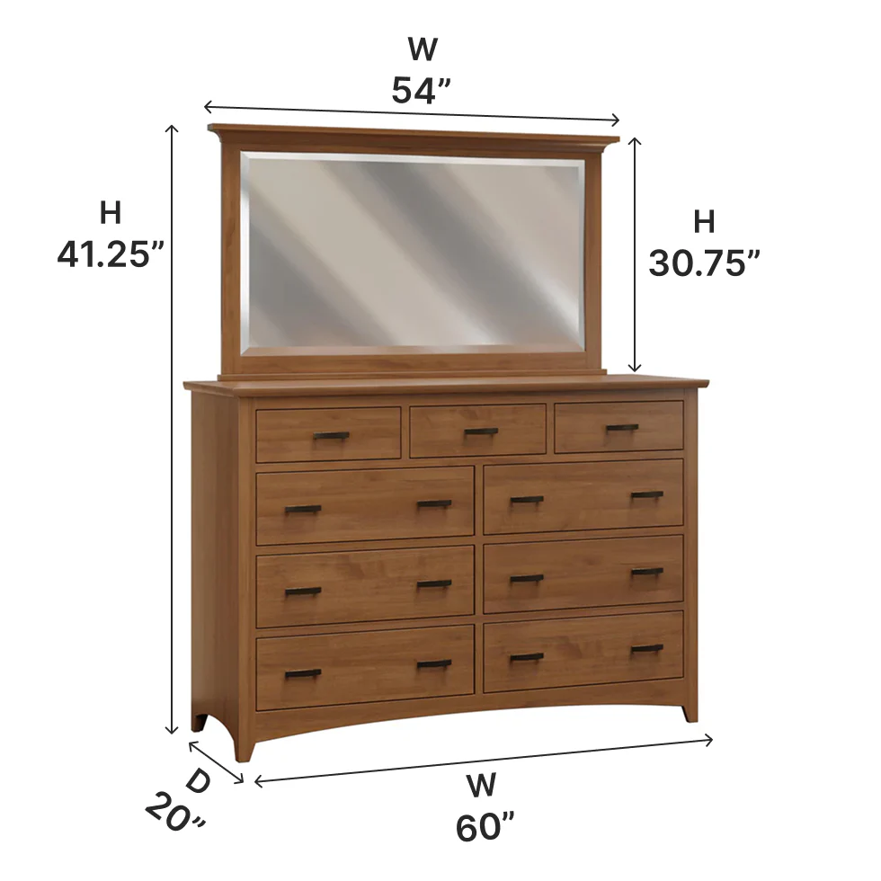 Amish Barrington Nine Drawer Dresser