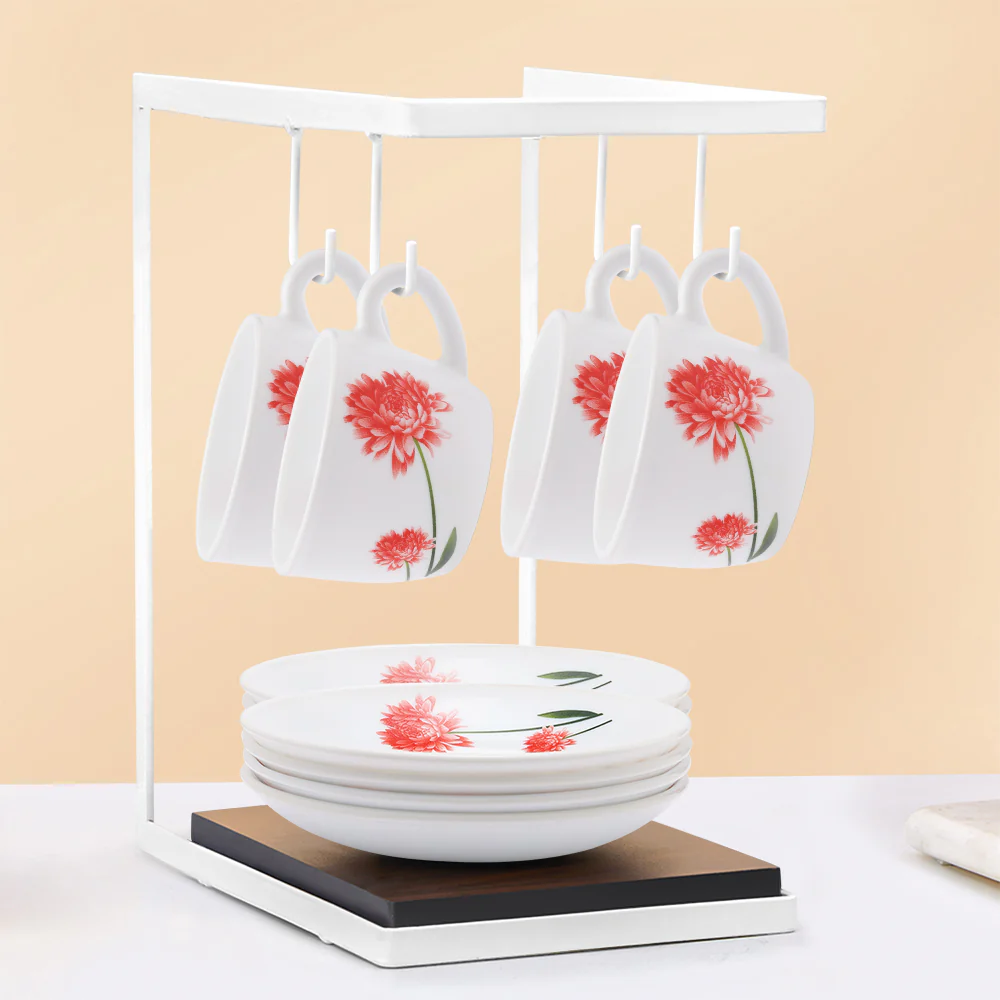 Larah by Borosil Belle Cup n Saucer Set, 140ml x 8