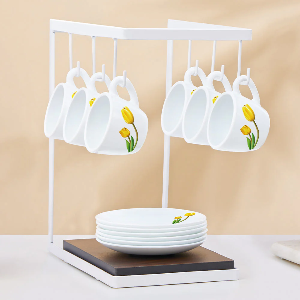 Larah by Borosil Lyana Cup n Saucer Set, 140ml x 8