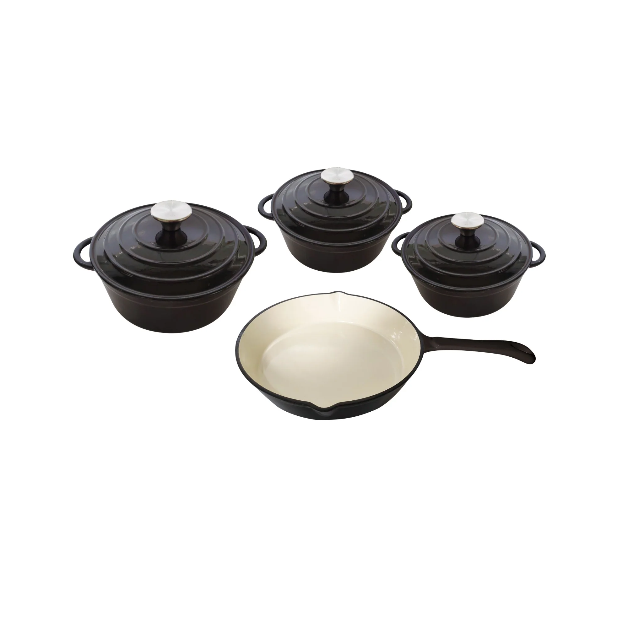 CTH 7 Piece Cast Iron Pot Set - Black