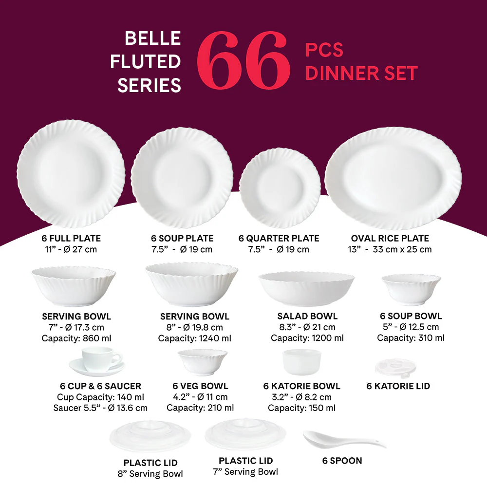 Larah by Borosil Belle Dinner Set, 10 pc