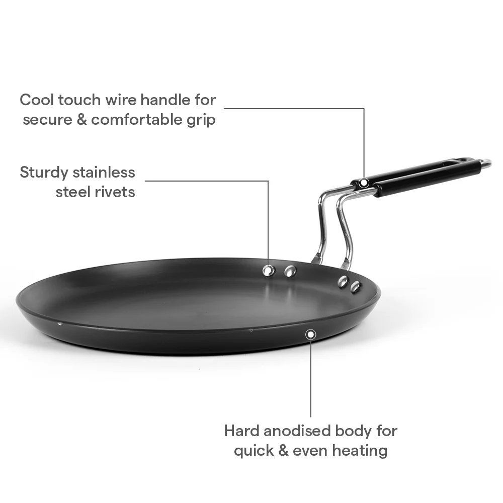 Hard Anodized Induction Base Flat Tawa, 27 cm