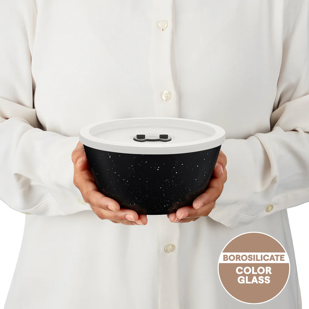Colors Pebble Black Bowl with Lid