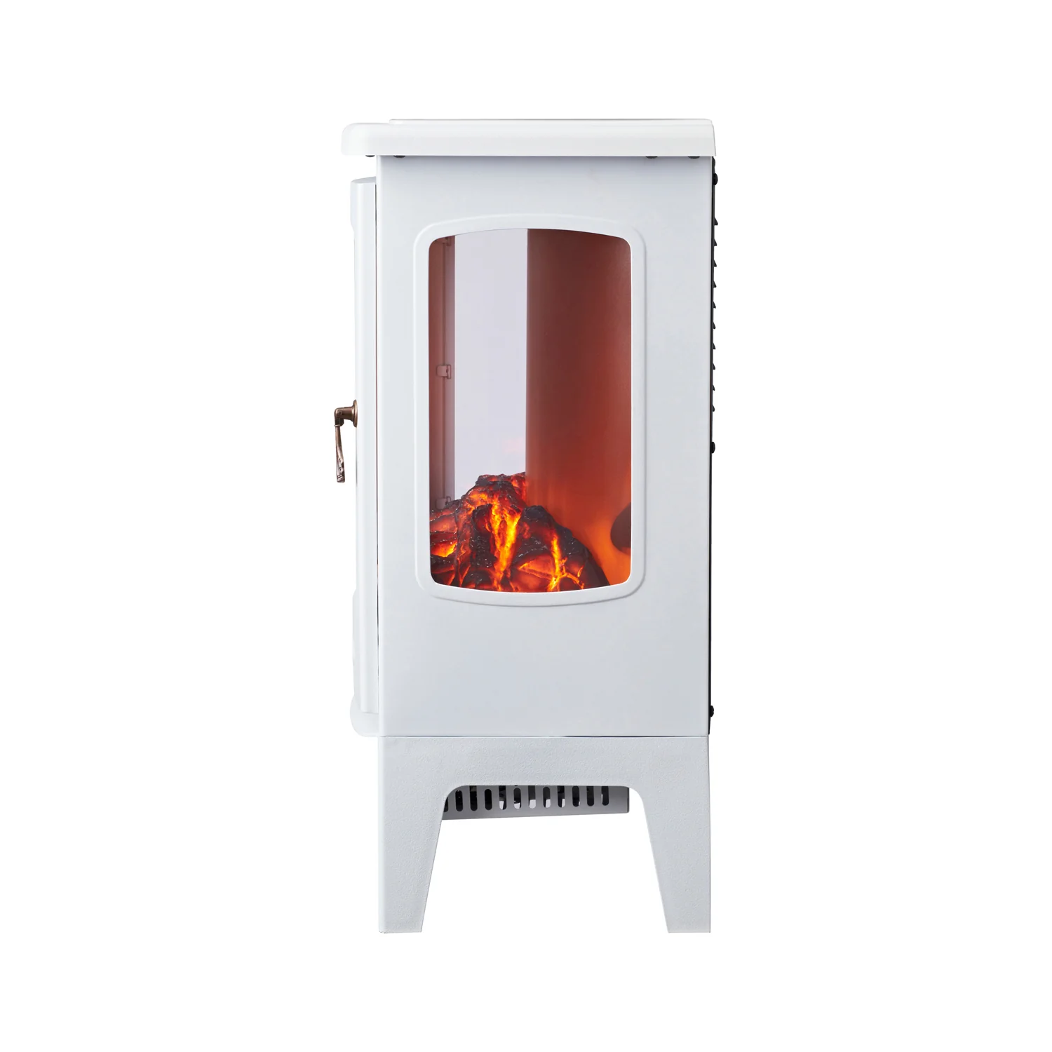 Neo Glass Window Electric Fire With Flame Effect - White