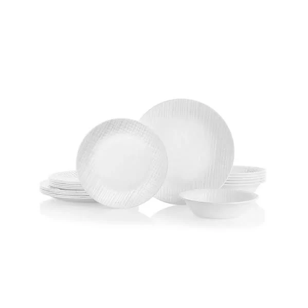 Corelle 18 Piece Linen Weave Dinner Set White