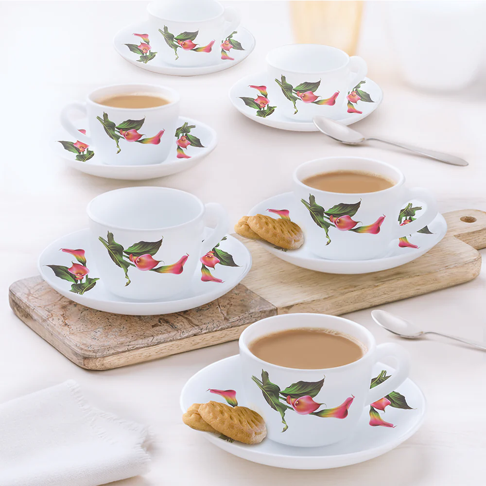 Larah by Borosil Stargazer Cup n Saucer Set, 90ml x 12