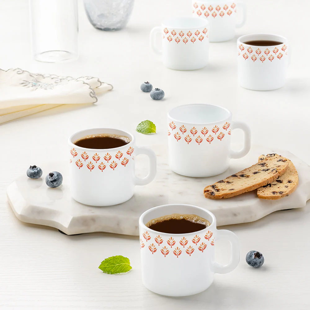 Larah by Borosil Gardenia Mug Set, 240ml x 2