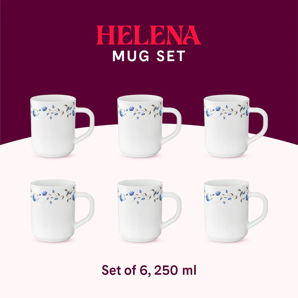 Larah by Borosil Helena Mug Set, 6 x 180ml