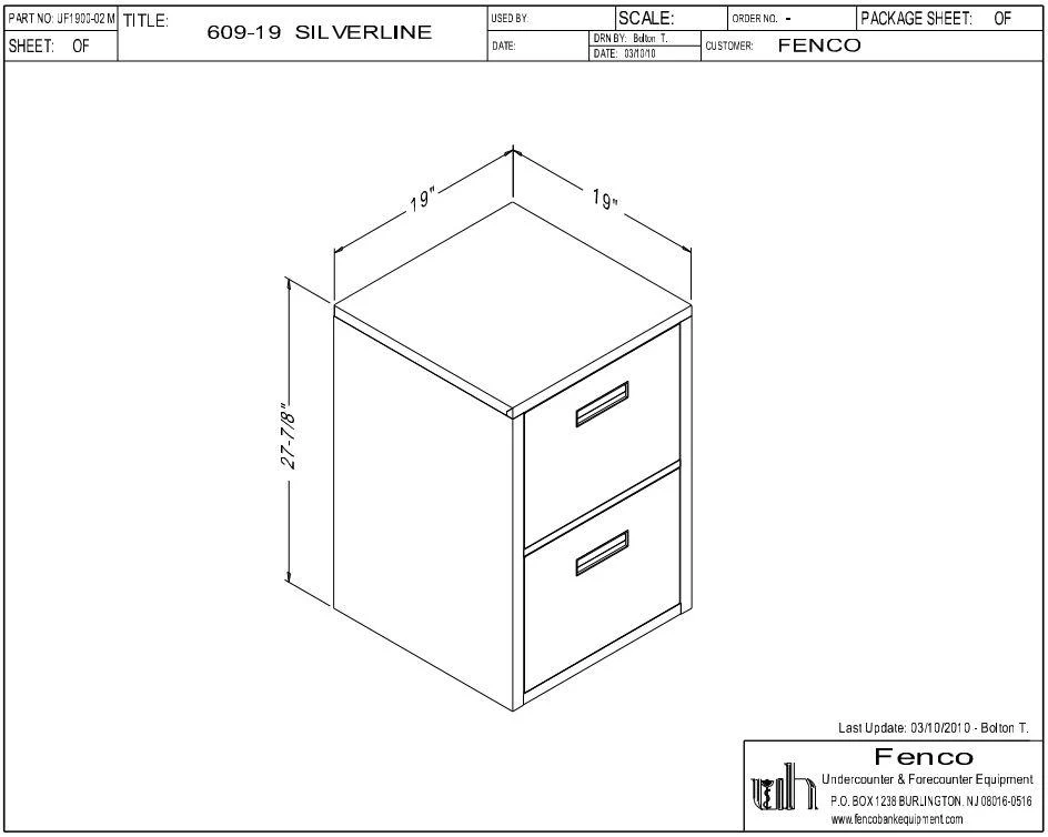 Fenco 609 Goldline Lowboy Pedestal Unit with 2 Legal Drawers